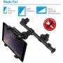 Macally Car Headrest Mount Holder for Apple iPad Pro/Air/Mini, Tablets, Nintendo Switch, iPhone, Smartphones 4.5'' to 10'' Wide with Dual Adjustable Positions and 360° Rotation (HRMOUNTPROB)