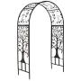 Plow & Hearth Arched Metal Garden Arbor with Symbolic Tree of Life Design, Weather-Resistant Matte Black Powder-Coat Finish and Burnished Bronze Highlights, 53'' W x 22¾''D x 83'' H