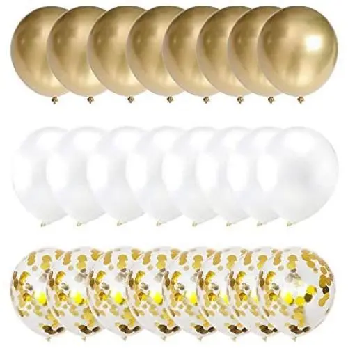 Confetti Balloons 12'' Party Balloons Latex Balloons Birthday Balloons Baby Shower Balloons Wedding Balloons for More Parties 50 Pcs Pack-White, Gold, Golden Confettii Balloons with Ribbon Confetti Balloons 12'' Party Balloons Latex Balloons Birthday Balloons Baby Shower Balloons Wedding Balloons for More Parties 50 Pcs Pack-White, Gold, Golden Confettii Balloons with Ribbon