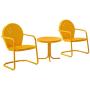 Crosley Furniture KO10004TG Griffith 3-Piece Retro Metal Outdoor Seating Set with 2 Chairs and Side Table, Tangerine