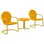 Crosley Furniture KO10004TG Griffith 3-Piece Retro Metal Outdoor Seating Set with 2 Chairs and Side Table, Tangerine