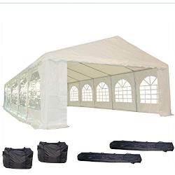 32x16 PE Party Tent White - Heavy Duty Wedding Canopy Carport Shelter - with Storage Bags - By DELTA Canopies