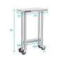 DuraSteel Stainless Steel Work Table 24'' x 12'' x 34'' Height w/ 4 Caster Wheels - Food Prep Commercial Grade Worktable - NSF Certified - Good For Restaurant, Business, Warehouse, Home, Kitchen, Garage