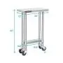DuraSteel Stainless Steel Work Table 24'' x 12'' x 34'' Height w/ 4 Caster Wheels - Food Prep Commercial Grade Worktable - NSF Certified - Good For Restaurant, Business, Warehouse, Home, Kitchen, Garage DuraSteel Stainless Steel Work Table 24'' x 12'' x 34'' Height w/ 4 Caster Wheels - Food Prep Commercial Grade Worktable - NSF Certified - Good For Restaurant, Business, Warehouse, Home, Kitchen, Garage