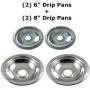 KITCHEN BASICS 101 316048413 and 316048414 Replacement Chrome Drip Pans for Frigidaire Kenmore - Includes 2 6-Inch and 2 8-Inch Pans, 4 Pack KITCHEN BASICS 101 316048413 and 316048414 Replacement Chrome Drip Pans for Frigidaire Kenmore - Includes 2 6-Inch and 2 8-Inch Pans, 4 Pack
