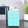 AUTSCA 3 Drawer Mobile Filing Cabinet Office Drawers Vertical File Cabinet with Lock, Legal/Letter/A4 Files, Fully Assembled Except Wheels, Blue