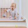 Cumbor 40.6” Auto Close Safety Baby Gate, Durable Extra Wide Child Gate for Stairs,Doorways, Easy Walk Thru Dog Gate for House. Includes 4 Wall Cups, 2.75-Inch and 5.5-Inch Extension, White