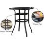 LOKATSE HOME Outdoor Bistro Bar Height Table Metal Frame Square Tempered Furniture Glass Top All Weather for Patio