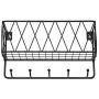 OROPY Entryway Mail Holder with Key Hooks, 10.8'' L×3.1'' W×6.1'' H, Wall Mounted Matte Black Metal Wire Mesh Storage Basket with 5 Hooks, Easy to Organize Letters, Magazines, Keys, Leashes for Entryway