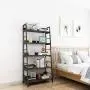 HIMIMI 5 Shelf Ladder Bookcase, Industrial Bookshelf Wood and Metal Bookshelves, Plant Flower Stand Rack Book Rack Storage Shelves for Home Decor
