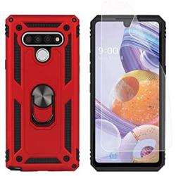 SWP Case for LG Stylo 6, K71 Case, Dual Layer Shock-Absorption Armor Cover,Full-Body Protective Case with Metal Ring Holder Kickstand for LG Stylo 6 (red)