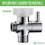 Purrfectzone Leak-Proof Hybrid Bidet T-adapter with Cone Washer, T Adapter Shut Off Valve, Bidet Valve Adapter for toilet sprayer with Bidet T Adapter 7/8'' x 7/8'' x 1/2''