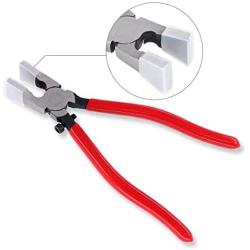 Swpeet Heavy Duty Key Fob Pliers Tool, Metal Glass Running Pliers with Curved Jaws, Studio Running Pliers Attach Rubber Tips Perfect for Key Fob Hardware Install and Stained Glass Work