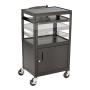Norwood Commercial Furniture Adjustable Height Metal AV Cart with Cabinet, Electric Power & Sliding Tray, NOR-GNO1010-PK-SO