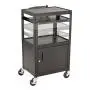 Norwood Commercial Furniture Adjustable Height Metal AV Cart with Cabinet, Electric Power & Sliding Tray, NOR-GNO1010-PK-SO Norwood Commercial Furniture Adjustable Height Metal AV Cart with Cabinet, Electric Power & Sliding Tray, NOR-GNO1010-PK-SO