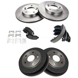 Front & Rear Posi Metallic Disc Brale Pads Rotos Shoes & Drum Kit Set for CR-V