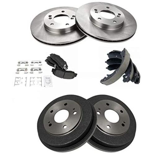 Front & Rear Posi Metallic Disc Brale Pads Rotos Shoes & Drum Kit Set for CR-V