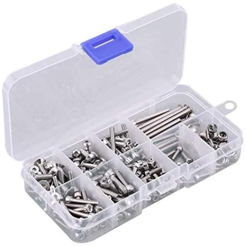 Alomejor RC Screws Metal RC Truck Screw Parts Stainless Steel RC Car Off-Road Crawler Car Screws Kit with Box