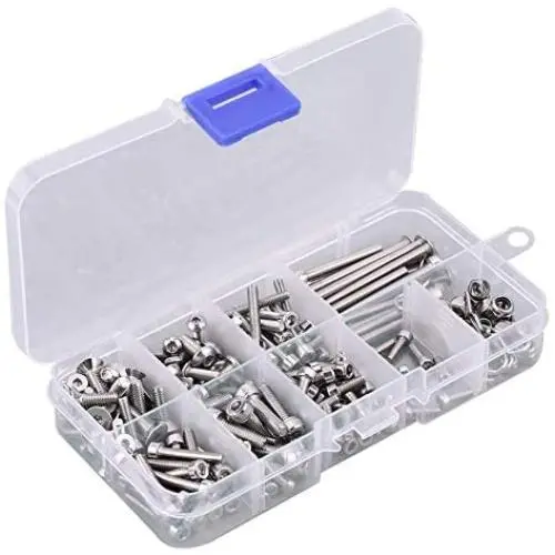 Alomejor RC Screws Metal RC Truck Screw Parts Stainless Steel RC Car Off-Road Crawler Car Screws Kit with Box