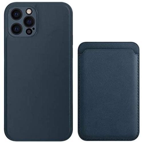 Phone Case Cover and Magnetic Leather Wallet Card Holder (Blue, iPhone 12 Mini)