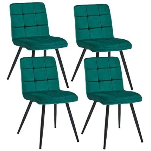 Duhome Upholstered Velvet Dining Chairs Reception Chairs, Tufted Accent Living Room Chairs with Metal Legs for Living Room/Kitchen/Vanity Set of 4 Atrovirens