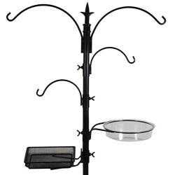 Sorbus Bird Feeding Bath Station, Metal Deck Pole for Bird Feeders, Great for Attracting Birds Outdoors, Backyard, Garden (Bird Bath Feeder Station - Black)