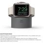 elago W2 Charger Stand Compatible with Apple Watch Series 6/SE/5/4/3/2/1 (44mm, 42mm, 40mm, 38mm), Durable Silicone, Compatible with Nightstand Mode (Dark Grey)