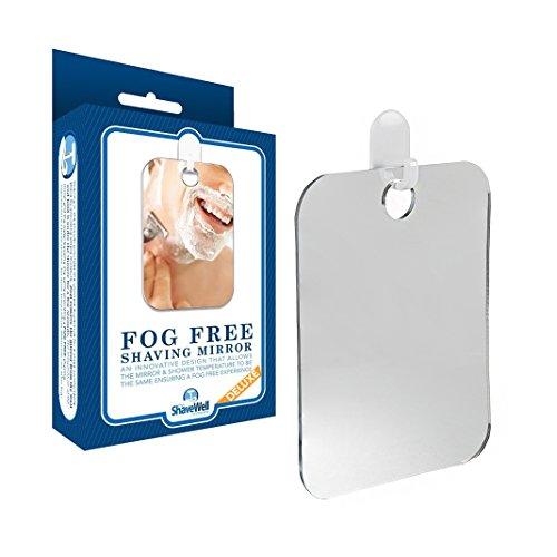 The Shave Well Company Deluxe Anti-Fog Shower Mirror | Fogless Bathroom Shaving Mirror | 33% Larger Than Original | Long-Lasting Removable Adhesive Hook