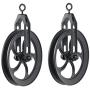 Rustic State Vintage Rustic Industrial Look Medium Wheel Farm Pulley for Custom Make Wall Pendant Lamps Frosty Black Set of 2