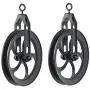 Rustic State Vintage Rustic Industrial Look Medium Wheel Farm Pulley for Custom Make Wall Pendant Lamps Frosty Black Set of 2