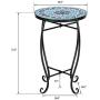 VINGLI Mosaic Accent Table, 14'' Round Side Table,End Table, Plant Stand Decor for Patio Porch Beach Theme Balcony Back Deck Pool Indoor Outdoor Coffee, Metal Cobalt Glass Top Black Iron(Blue Ocean)