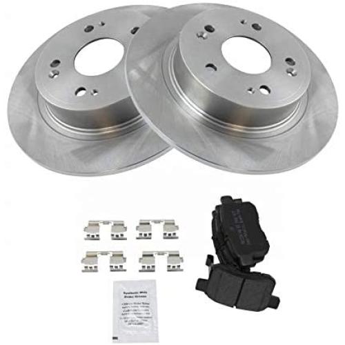 Rear Metallic Brake Pad & 2 Rotors Set Kit for Acura TSX Honda Accord