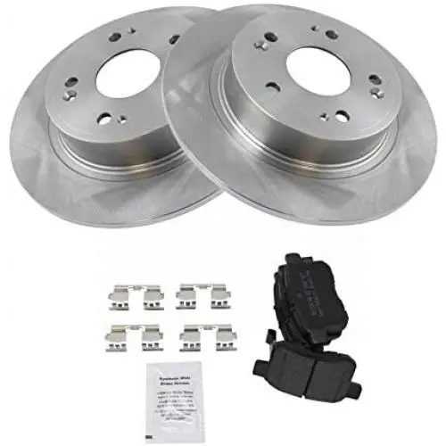 Rear Metallic Brake Pad & 2 Rotors Set Kit for Acura TSX Honda Accord