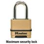 Master Lock M175XDLF Heavy Duty Outdoor Combination Lock, 1-1/2 In. Shackle, Brass Finish