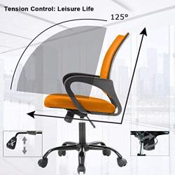 Ergonomic Office Chair Cheap Desk Chair Mesh Computer Chair with Lumbar Support Modern Executive Adjustable Comfortable Mid Back Chair Task Rolling Swivel Chair for Home&Office, Orange