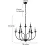 LALUZ Black Chandelier, Farmhouse Light Fixture, 2-Tier 9-Candle French Country Chandelier for Living Room, Foyer, Bedroom