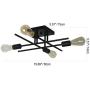 Unitary Brand Vintage Black Metal Line Art Design Kitchen Semi Flush Mount Ceiling Light with 4 E26 Bulb Sockets 240W Painted Finish