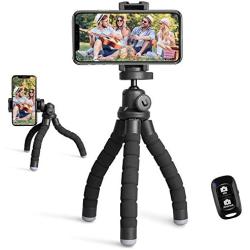 UBeesize Phone Tripod, Portable and Flexible Tripod with Wireless Remote and Universal Clip, Compatible with All Cell Phones/ Cameras, Cell Phone Tripod Stand for Video Recording(Black