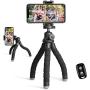 UBeesize Phone Tripod, Portable and Flexible Tripod with Wireless Remote and Universal Clip, Compatible with All Cell Phones/ Cameras, Cell Phone Tripod Stand for Video Recording(Black