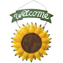 D-Fokes Handcrafts Vintage Metal Sunflower Welcome Sign Front Door Decor Hanging Outdoor Wreath Decorative Door Porch Bar Cafe Shop Store