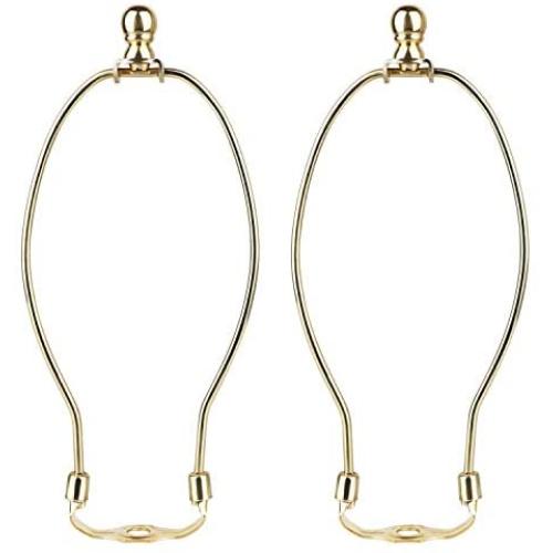 8 Inch Lamp Harp Holder, DIY Lighting Accessories with Saddle and Solid Metal Finial Horn Frame Lampshade Bracket for Table/Floor Lamps Fitting (Gold-2pcs)