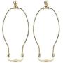 8 Inch Lamp Harp Holder, DIY Lighting Accessories with Saddle and Solid Metal Finial Horn Frame Lampshade Bracket for Table/Floor Lamps Fitting (Gold-2pcs)