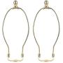 8 Inch Lamp Harp Holder, DIY Lighting Accessories with Saddle and Solid Metal Finial Horn Frame Lampshade Bracket for Table/Floor Lamps Fitting (Gold-2pcs)