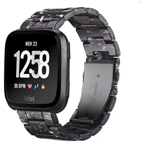 Ayeger Band Replacement for Fitbit Versa/Versa 2 Smart Watch/Special/Lite Edition, Fashion Resin Wristbands Women Men Replacement Bracelet Metal Stainless Steel Black Buckle(Black) Ayeger Band Replacement for Fitbit Versa/Versa 2 Smart Watch/Special/Lite Edition, Fashion Resin Wristbands Women Men Replacement Bracelet Metal Stainless Steel Black Buckle(Black)