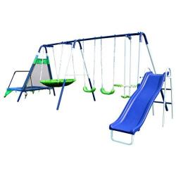 Sportspower Mountain View Metal Swing, Slide and Trampoline Set