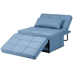 Diophros Folding Ottoman Sleeper Sofa Bed, 4 in 1 Multi-Function Adjustable Guest Sofa Chair Convertible Chair (Light Blue)