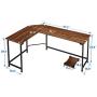 VECELO Modern L-Shaped Corner Computer Desk with CPU Stand/PC Laptop Study Writing Table Workstation for Home Office Wood & Metal, Dark Walnut+Black Leg