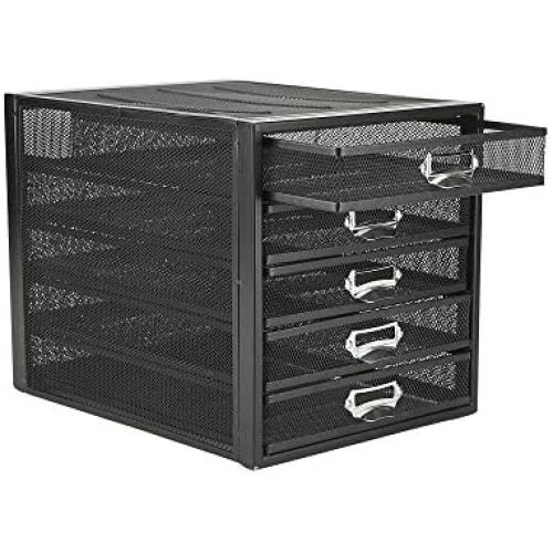 Mind Reader 5CABMESH-BLK Cabinet, Metal, File, Office Storage, Heavy Duty Multi-Purpose, Black 5 Drawer