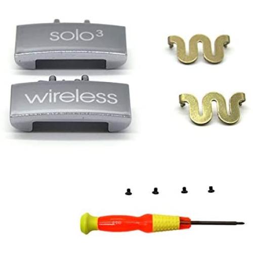 Replacement Headband Hinge Clip Cover + Pin Repair Parts Kits Set Accessories Compatible with Solo3 Wireless Solo2 Wireless Over-Ear Headphones (Silver)