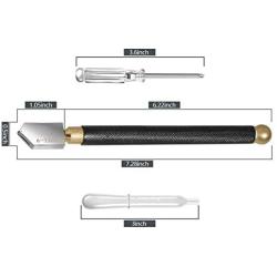 Glass Cutter Tool Set 2mm-20mm Pencil Style Oil Feed Carbide Tip with 2 Bonus Blades and Screwdriver